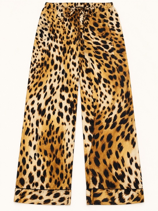 Other - Leopard Print Wide-Leg PJ Pants - Brown